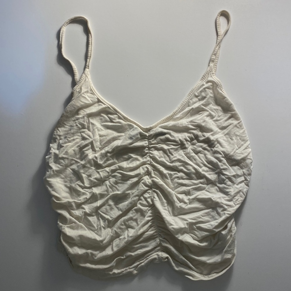 white tank top crop top spaghetti strap sinch